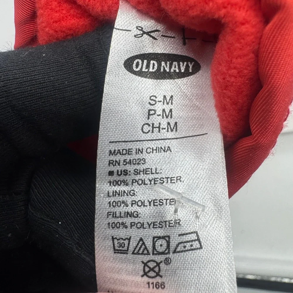 Old Navy Red Quilted Winter Mittens S/M Puffer Fleece Lined 393357-00-1 NEW